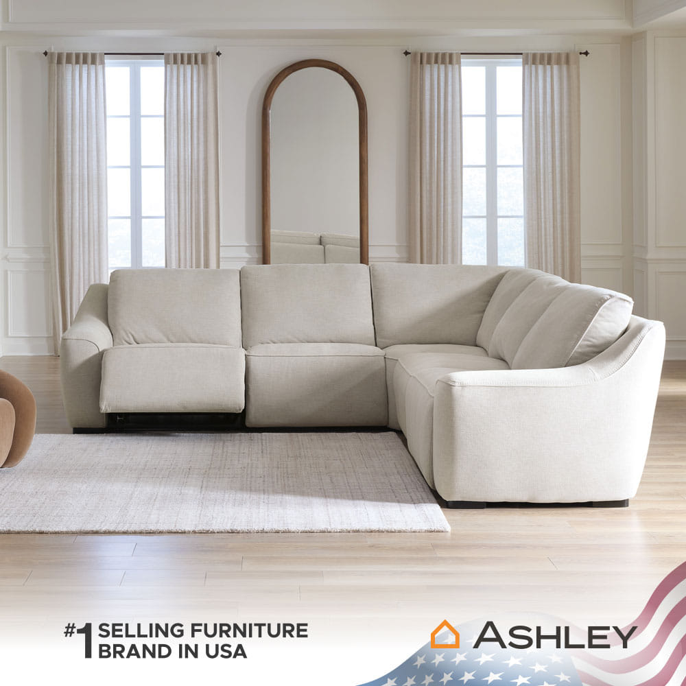 โซฟาเข้ามุมปรับเอนนอนไฟฟ้า ASHLEY FURNITURE HOMESTORE รุ่น LANTHAM/RRM สีครีม_5