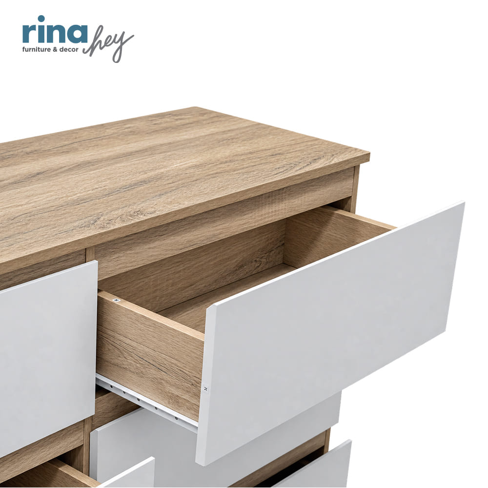 ตู้ลิ้นชัก 6 ลิ้นชัก RINA HEY รุ่น NORM/120 สีไวท์โอ๊ค_5