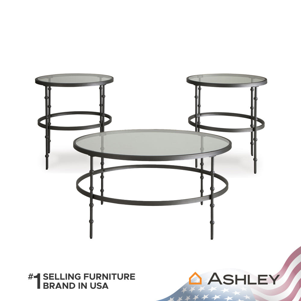 ชุดโต๊ะข้าง ASHLEY FURNITURE HOMESTORE รุ่น KELLYCO/3 สีเทาเข้ม_5