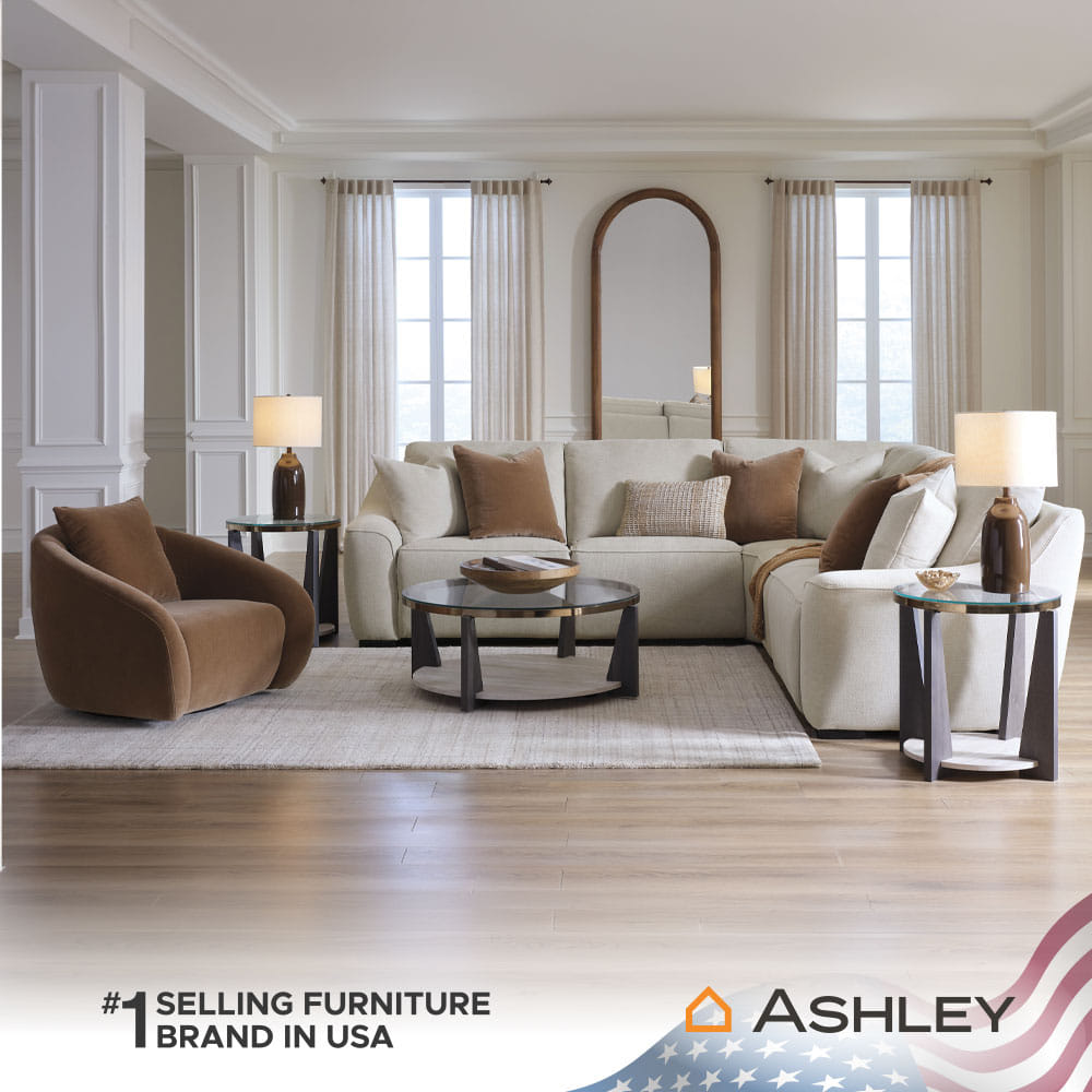 โซฟาเข้ามุมปรับเอนนอนไฟฟ้า ASHLEY FURNITURE HOMESTORE รุ่น LANTHAM/RRM สีครีม_7