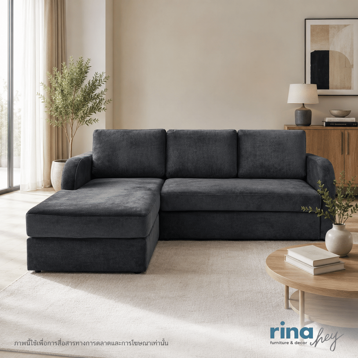 โซฟาตัว L ด้านขวา RINA HEY รุ่น CARMERO/R สีเทาเข้มเทรนดี้_8