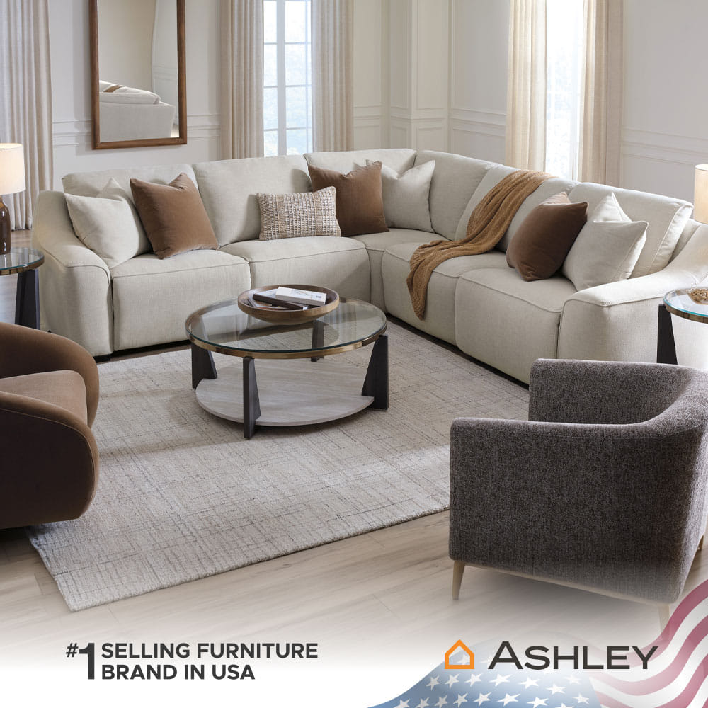 โซฟาเข้ามุมปรับเอนนอนไฟฟ้า ASHLEY FURNITURE HOMESTORE รุ่น LANTHAM/RRM สีครีม_8