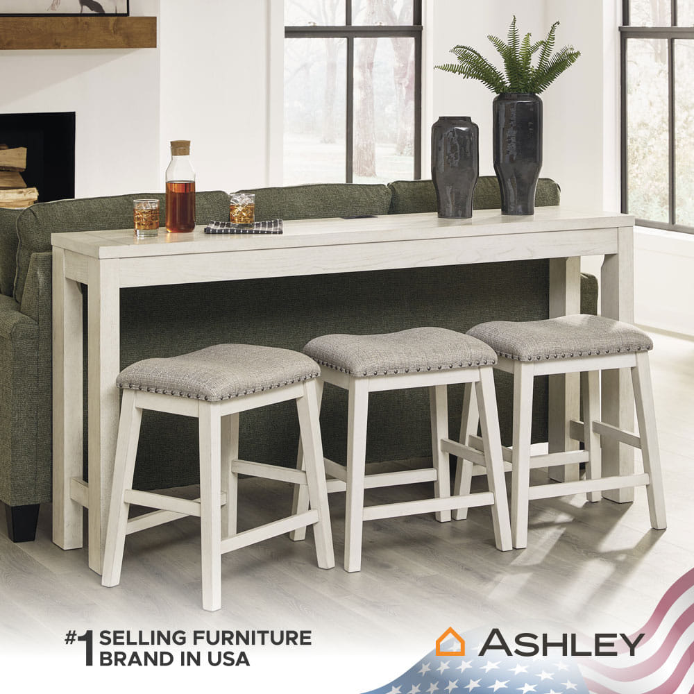 ชุดโต๊ะบาร์ 3 ที่นั่ง ASHLEY FURNITURE HOMESTORE รุ่น ROBBINSDALE/4 สีขาววินเทจ_9