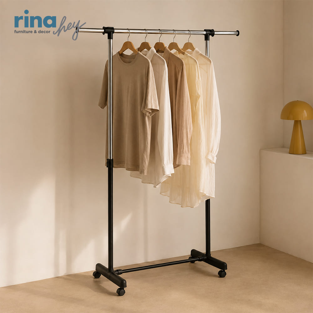 ราวเหล็กตากผ้า แบบเคลื่อนที่และปรับระดับได้ RINA HEY รุ่น OREN_6