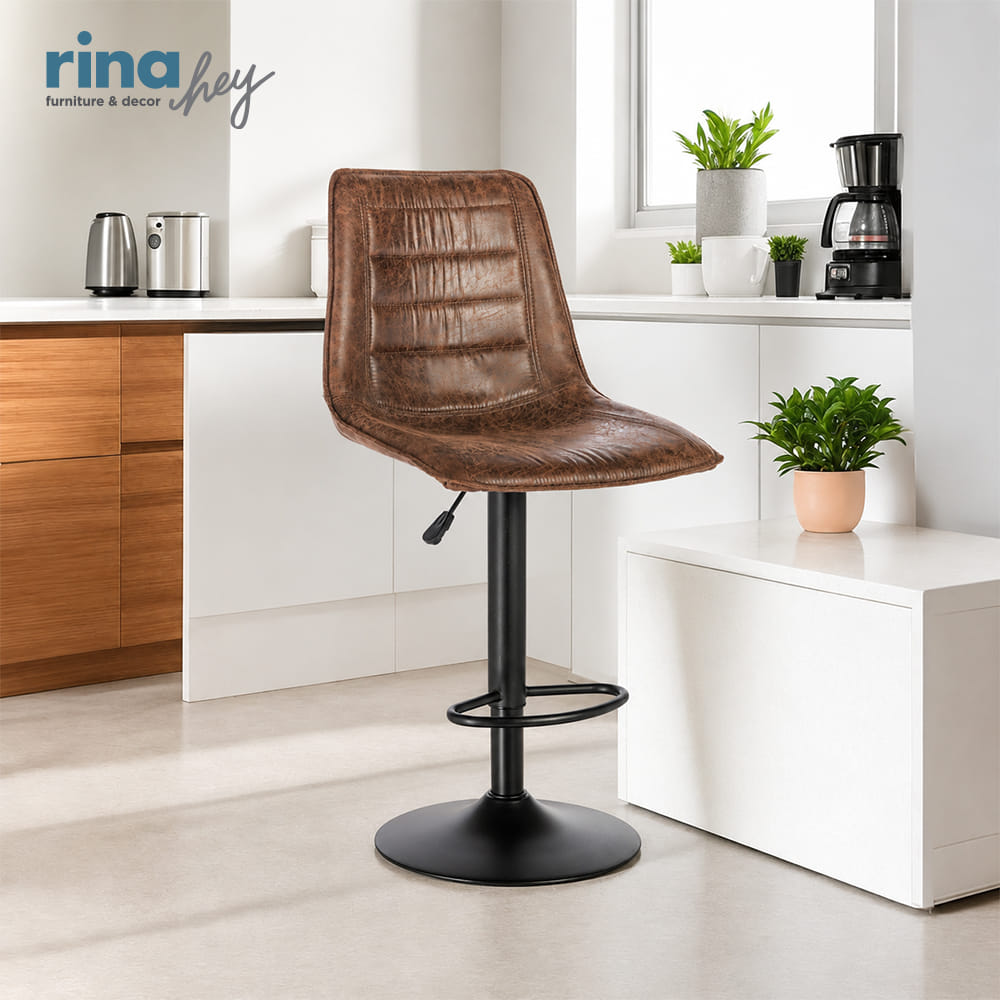 เก้าอี้บาร์หมุนและปรับระดับได้ RINA HEY รุ่น LOKO/62 สีกาแฟ_6