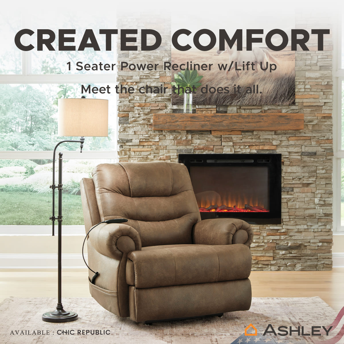 โซฟาปรับเอนนอนไฟฟ้า 1 ที่นั่ง ASHLEY FURNITURE HOMESTORE CREATED COMFORT/1RM สีน้ำตาล_9