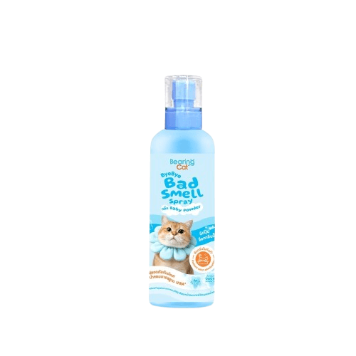 สเปรย์ดับกลิ่นทรายแมว BEARING CAT รุ่น BYE BYE BAD SMELL LITTER ขนาด 250ML กลิ่นแป้งเด็ก_0