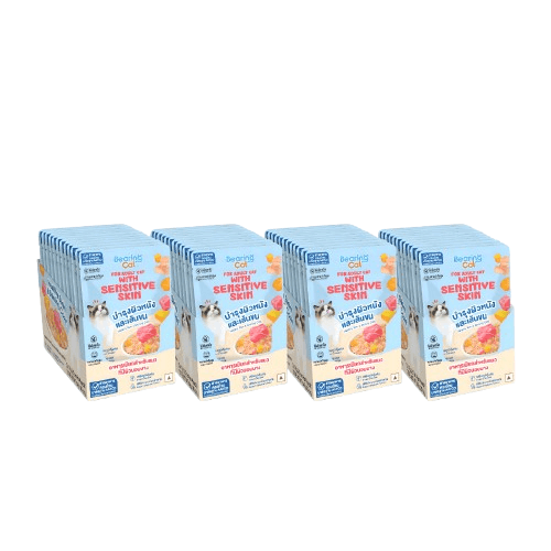 อาหารเปียกสำหรับแมว BEARING CAT สูตร บำรุงผิวหนังและขน ขนาด 70G แพค 48 ชิ้น_0