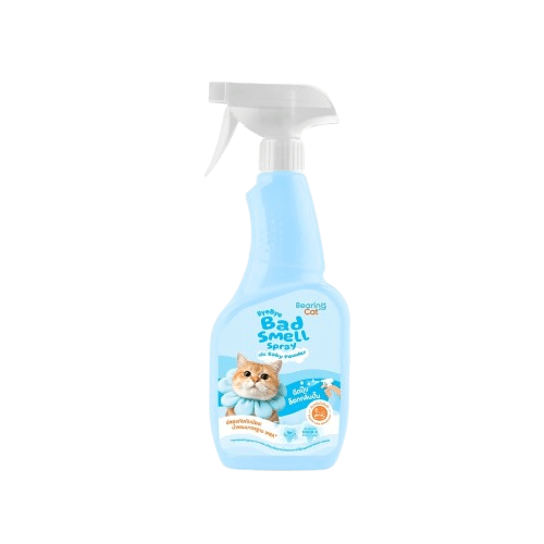 สเปรย์ดับกลิ่นทรายแมว BEARING CAT รุ่น BYE BYE BAD SMELL LITTER ขนาด 600ML กลิ่นแป้งเด็ก_1