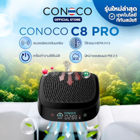 เครื่องฟอกอากาศในรถยนต์ CONOCO C8 PRO สีดำ_1