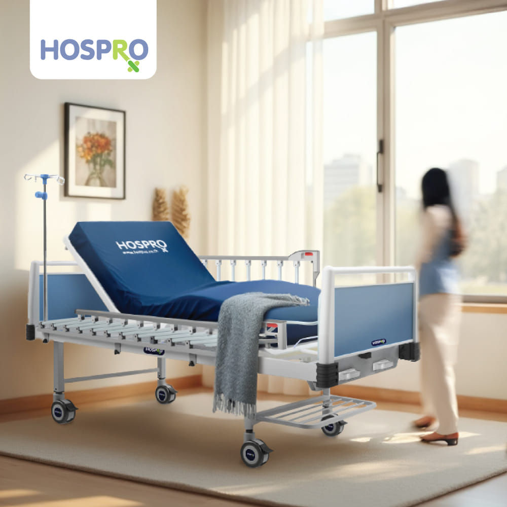 เตียงผู้ป่วยมือหมุน HOSPRO รุ่น H-MB313 3F BLUE  3 ไกร์ 3 ฟังก์ชัน_3