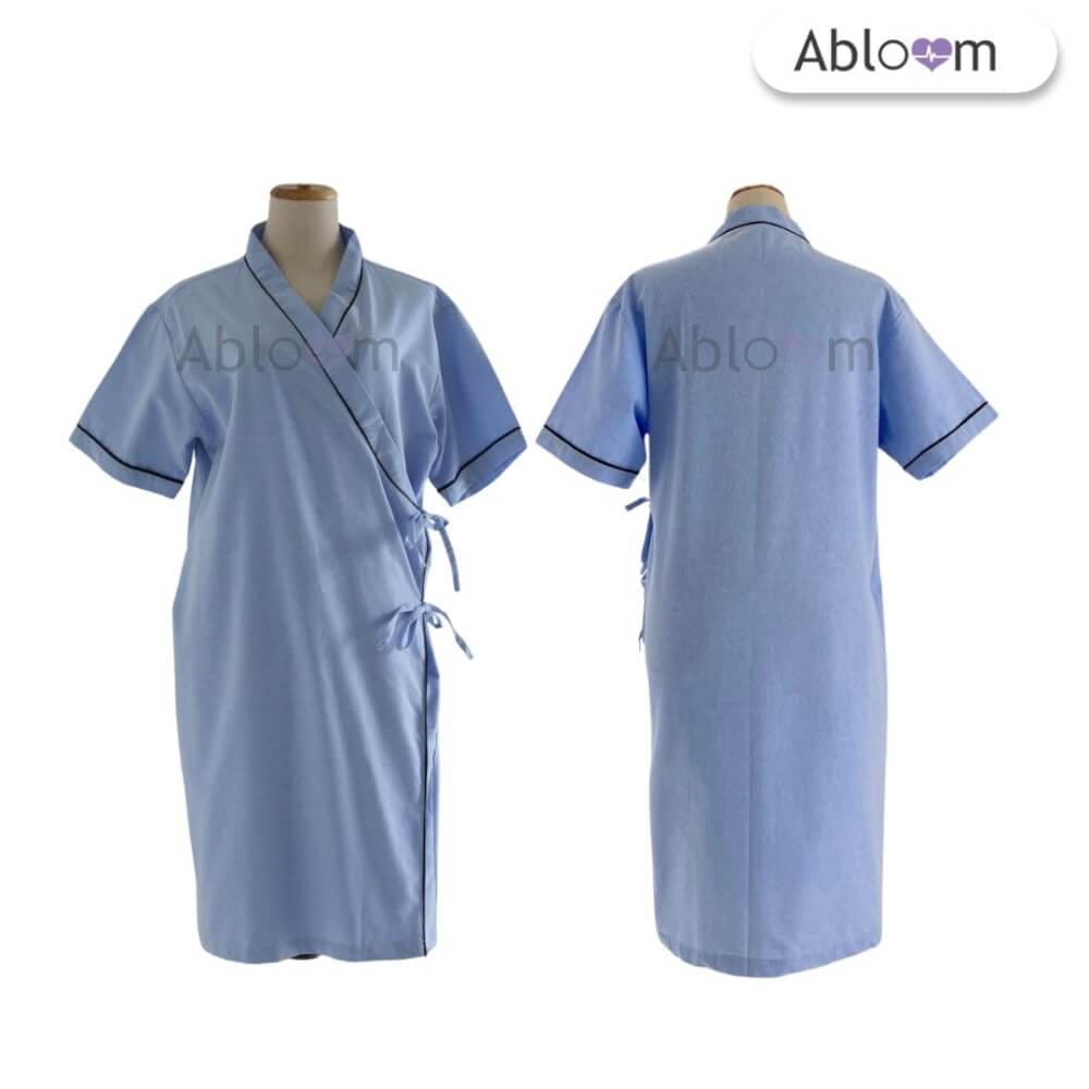 ชุดคลุม แบบผูกโบว์ด้านข้าง ABLOOM 0040098018068_สีฟ้า ไซซ์ XL_0