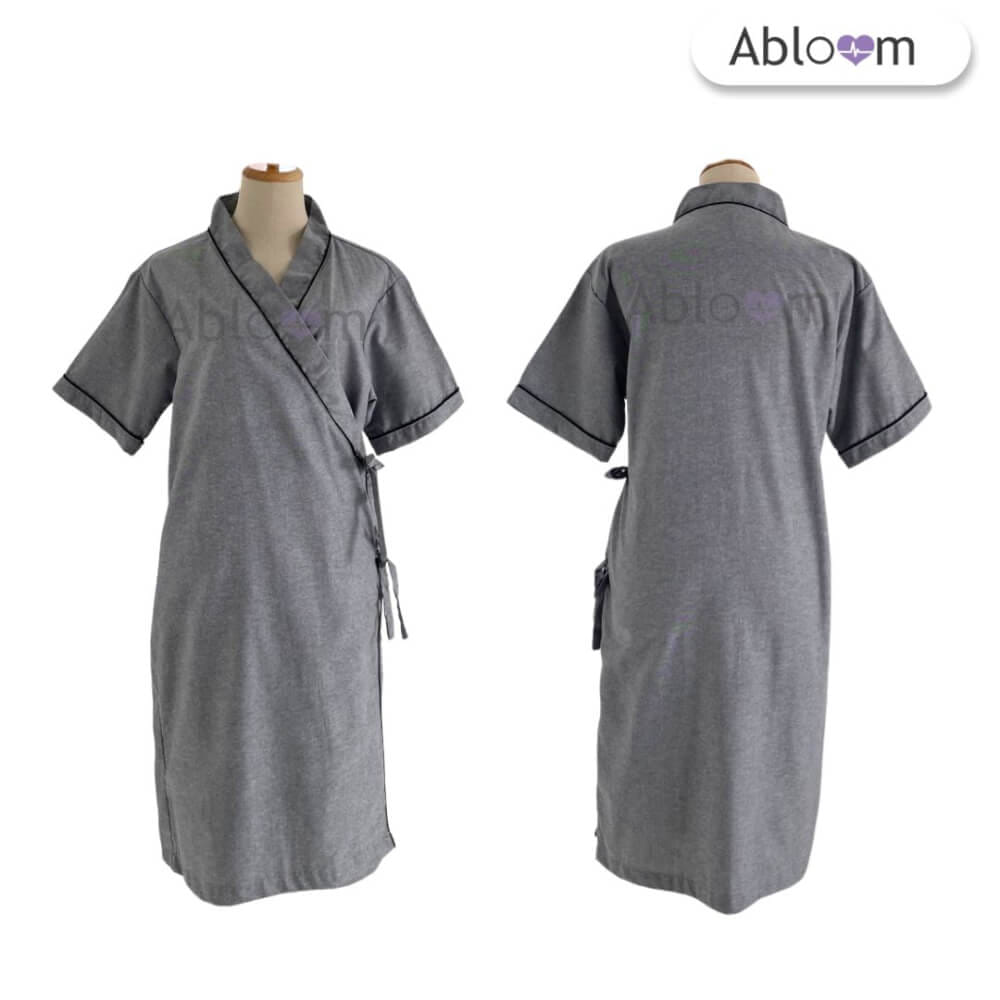 ชุดคลุม แบบผูกโบว์ด้านข้าง ABLOOM 0040098011038_สีเทา ไซซ์ S_0