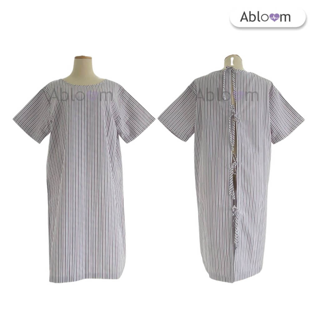 ชุดคลุม แบบผูกโบว์ด้านหลัง ABLOOM 0040174001069_สีดำลายทาง ไซซ์ XL_0