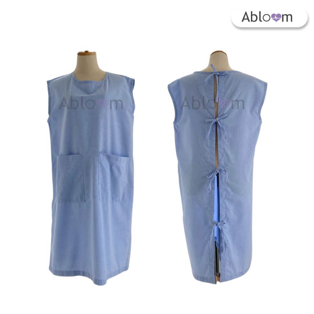 ชุดคลุม แบบผูกโบว์ด้านหลังแขนกุด ABLOOM 0040211018050_สีฟ้า ไซซ์ L_0