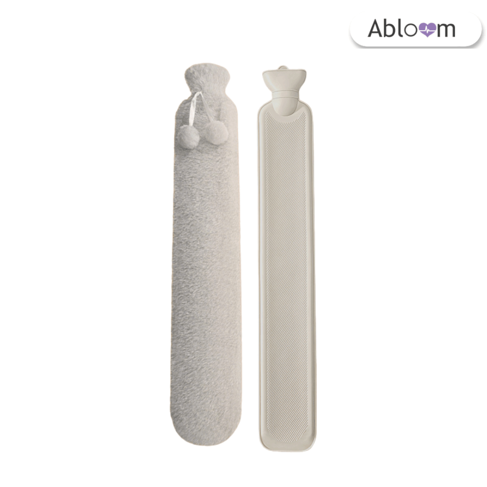 กระเป๋าน้ำร้อน ทรงยาว พร้อมปลอกผ้านุ่ม ขนาด 2000 ML ABLOOM สีเทา