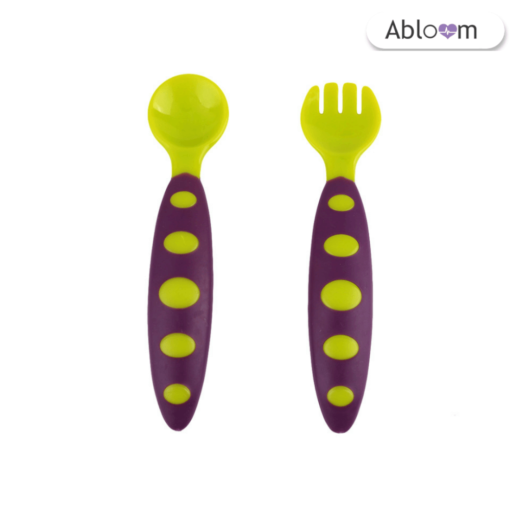 ช้อนหัดทานสำหรับเด็ก ABLOOM 0080016008016_สีม่วงลายจุด