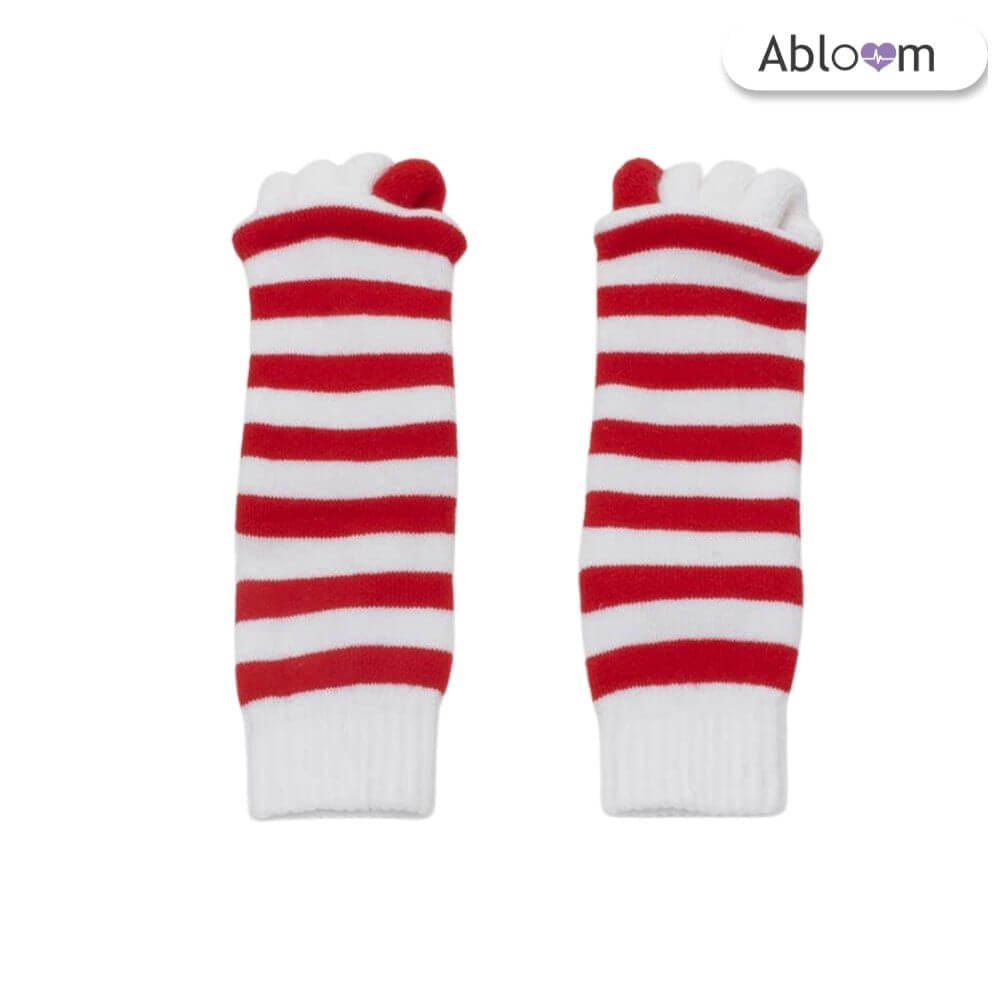 ถุงเท้าใส่นอน แบบแยกนิ้ว ABLOOM 0040122001011_สีขาว/แดง