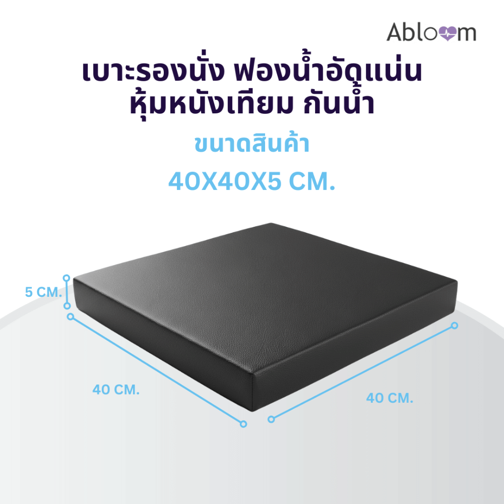 เบาะรองนั่ง ABLOOM 0190075004017 ขนาด 40&times;40&times;5 ซม. สีดำ