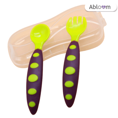 ช้อนหัดทานสำหรับเด็ก ABLOOM 0080016008016_สีม่วงลายจุด_0