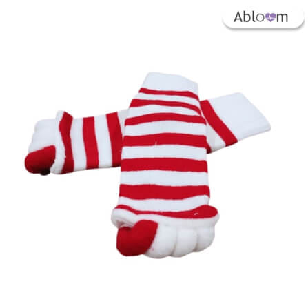 ถุงเท้าใส่นอน แบบแยกนิ้ว ABLOOM 0040122001011_สีขาว/แดง