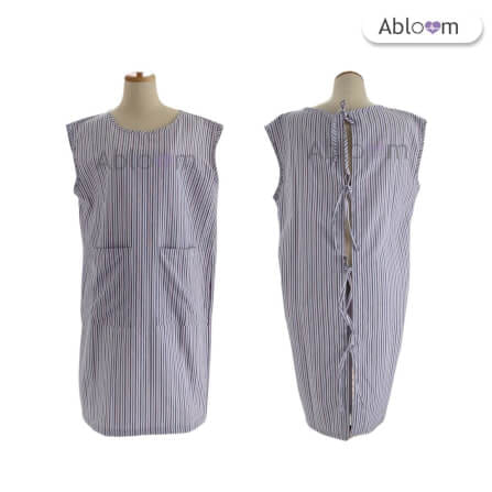 ชุดคลุม แบบผูกโบว์ด้านหลังแขนกุด ABLOOM 0040211001038_สีดำลายทาง ไซซ์ S_0