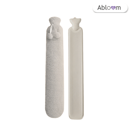 กระเป๋าน้ำร้อน ทรงยาว พร้อมปลอกผ้านุ่ม ขนาด 2000 ML ABLOOM สีเทา_0
