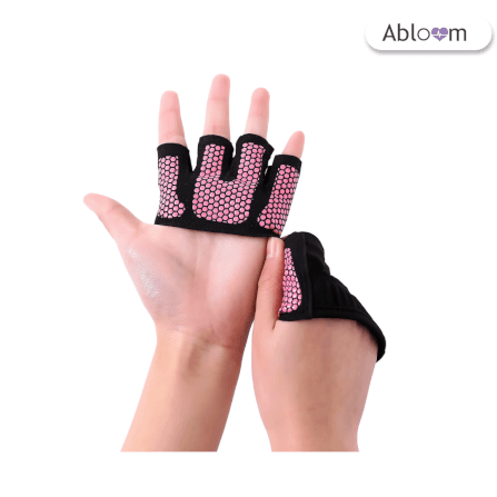 ถุงมือฟิตเนสครึ่งฝ่ามือ ABLOOM สีชมพู-ดำ ไซส์ L_3