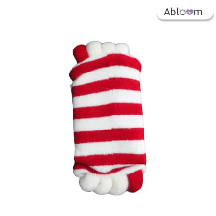 ถุงเท้าใส่นอน แบบแยกนิ้ว ABLOOM 0040122001011_สีขาว/แดง_5