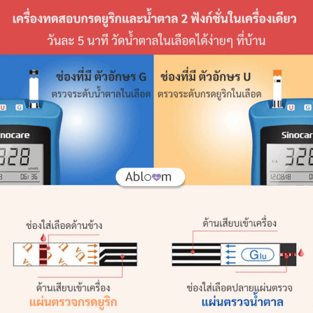 เครื่องวัดระดับน้ำตาลในเลือด และยูริก SINOCARE รุ่น SAFE AQ UG 0070071003019_7