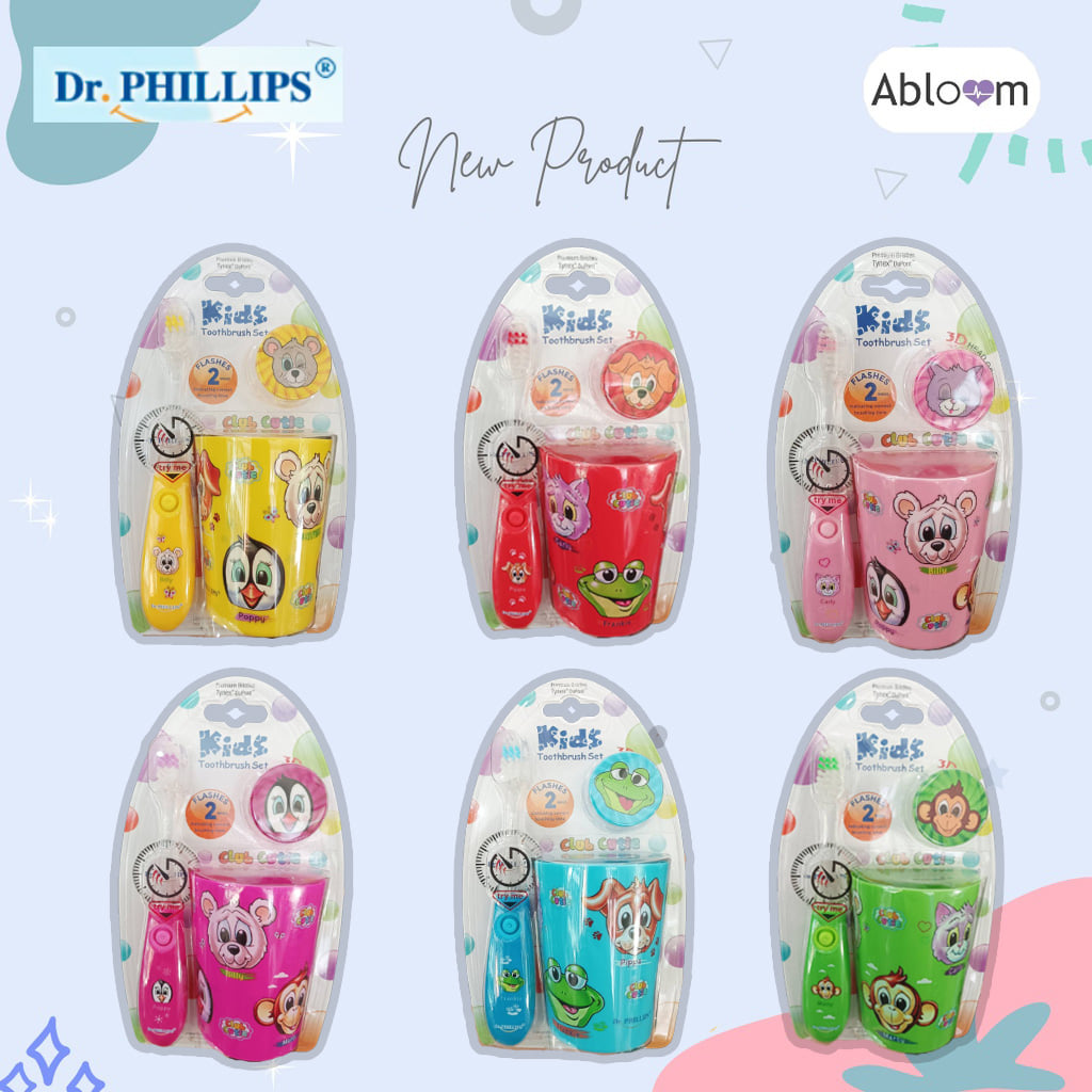 แปรงสีฟันเด็กไฟกระพริบพร้อมแก้วน้ำ ABLOOM 0080040001014 คละสี_1