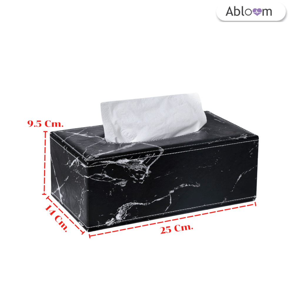  กล่องทิชชู่ ABLOOM 0230023004017_ลายหินอ่อน สีดำ