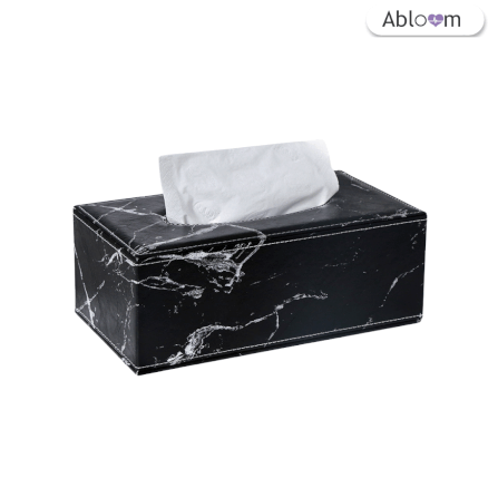  กล่องทิชชู่ ABLOOM 0230023004017_ลายหินอ่อน สีดำ_0