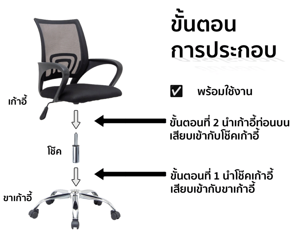 เก้าอี้สำนักงาน MEDILA รุ่น CH0001BK สีดำ (จัดส่งแบบประกอบ 90%)