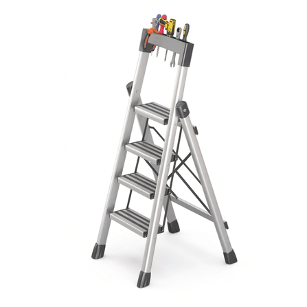 บันได STEP 4 ขั้น MEDILA รุ่น HMLV-00170-4-WH พร้อมที่วางอุปกรณ์ สีขาว_0