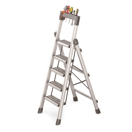บันได STEP 5 ขั้น MEDILA รุ่น HMLV-00170-5-WH พร้อมที่วางอุปกรณ์ สีขาว
