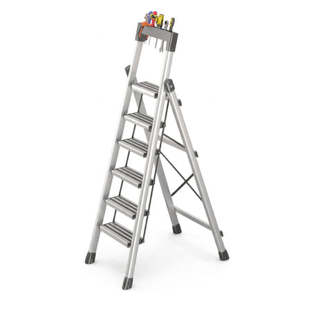 บันได STEP 6 ขั้น MEDILA รุ่น HMLV-00170-6-WH พร้อมที่วางอุปกรณ์ สีขาว