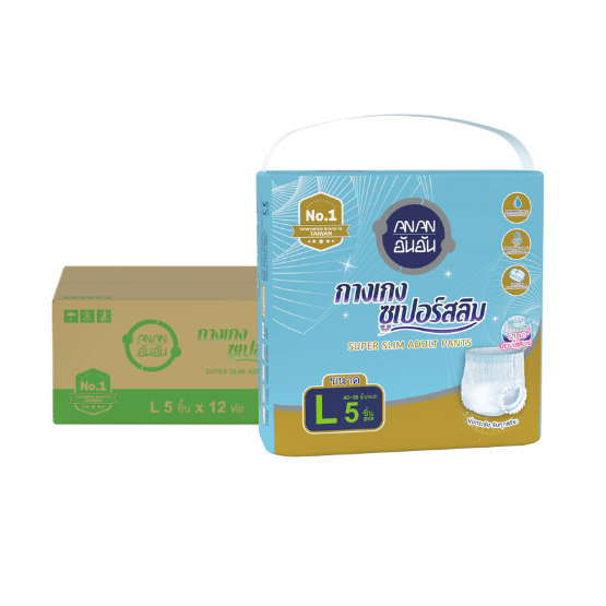 Anan อันอัน ผ้าอ้อมผู้ใหญ่แบบกางเกง ไซต์ L 5 ชิ้น 12 แพ็ค/ลัง (60ชิ้น)_0