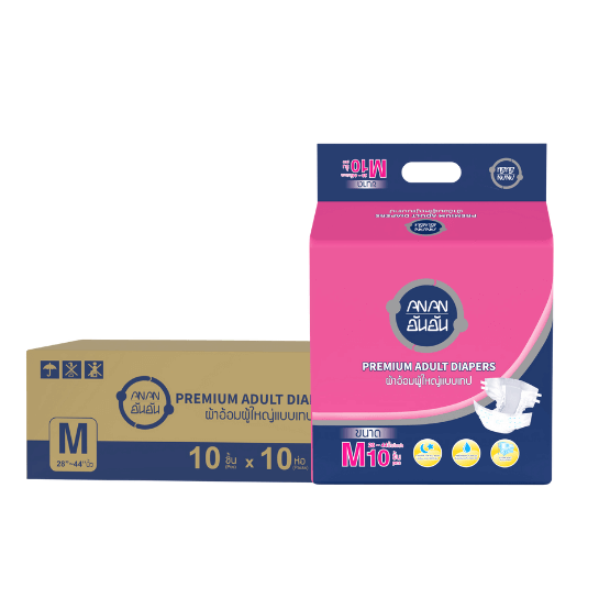 ผ้าอ้อมผู้ใหญ่แบบเทป ANAN ไซซ์ M 10 แพ็ค/ลัง (100ชิ้น)_0