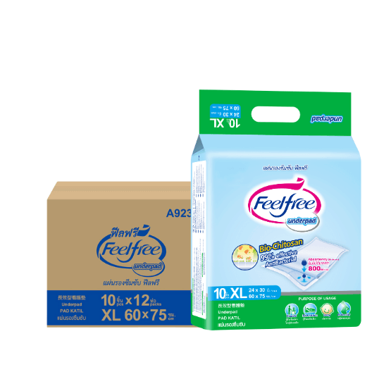 แผ่นรองซึมซับ FEELFREE XL10 12 แพ็ค/ลัง (120ชิ้น)
