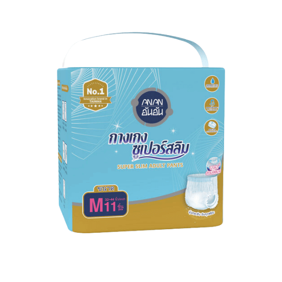 ผ้าอ้อมผู้ใหญ่แบบกางเกง ANAN ไซซ์ M 11 ชิ้น X 1 แพ็ค_0