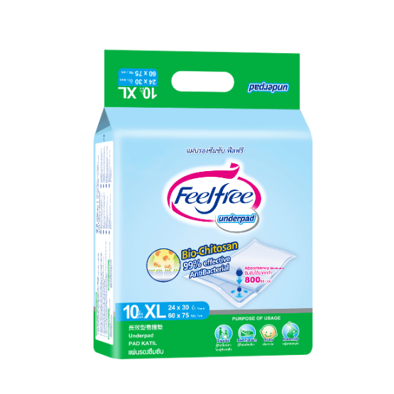 แผ่นรองซึมซับ FEELFREE ไซซ์ XL 10 ชิ้น X 1 แพ็ค