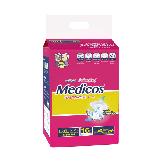 ผ้าอ้อมผู้ใหญ่เทป MEDICOS ไซซ์ L-XL 16ชิ้น X 1 แพ็ค_0