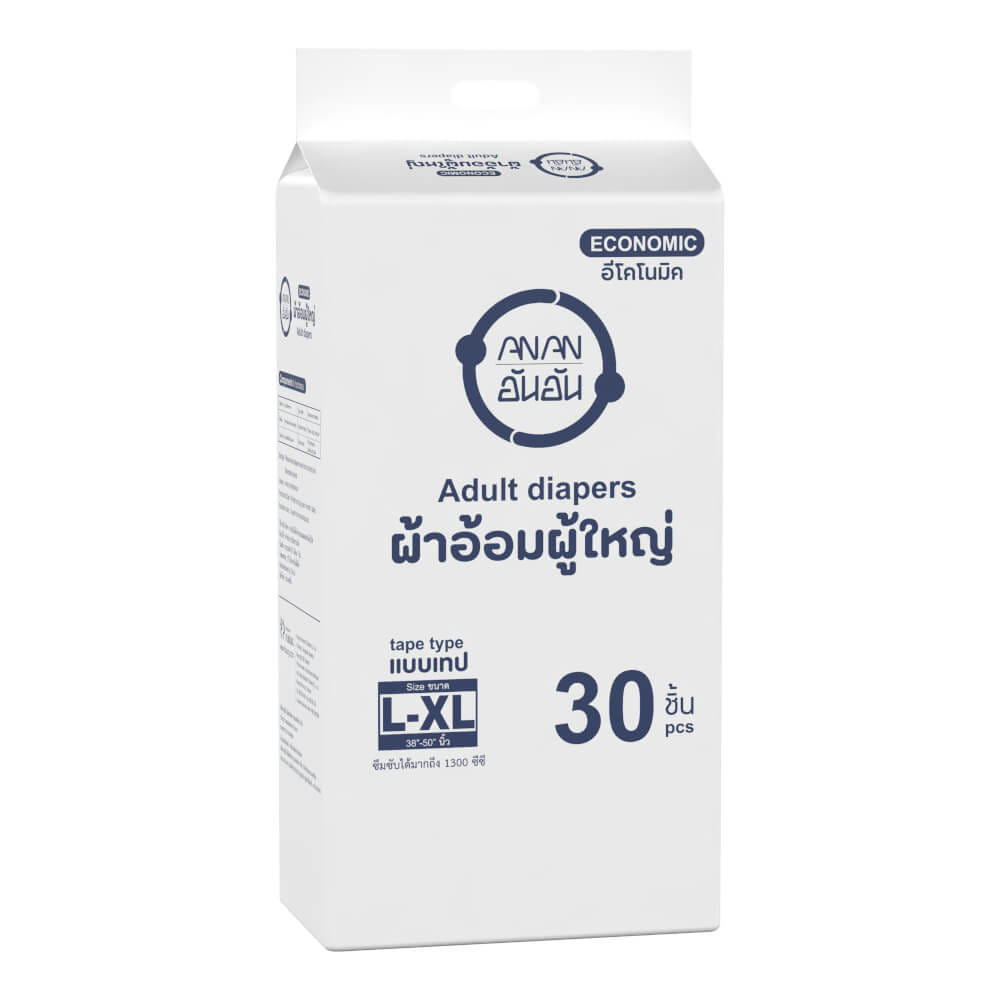 ผ้าอ้อมผู้ใหญ่แบบเทป ANAN ECONOMIC ไซซ์ L-XL 30 ชิ้น 4 แพ็ค/ลัง (120ชิ้น)_1