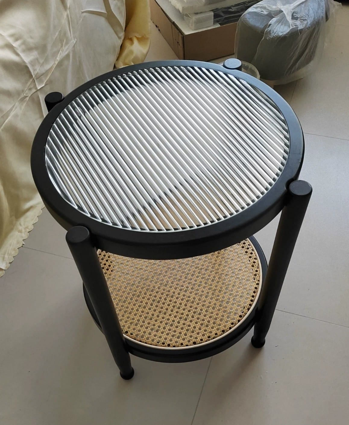 โต๊ะข้าง MY DOLLS HOUSE HOMU RATTAN 60 ซม. สีดำ_3