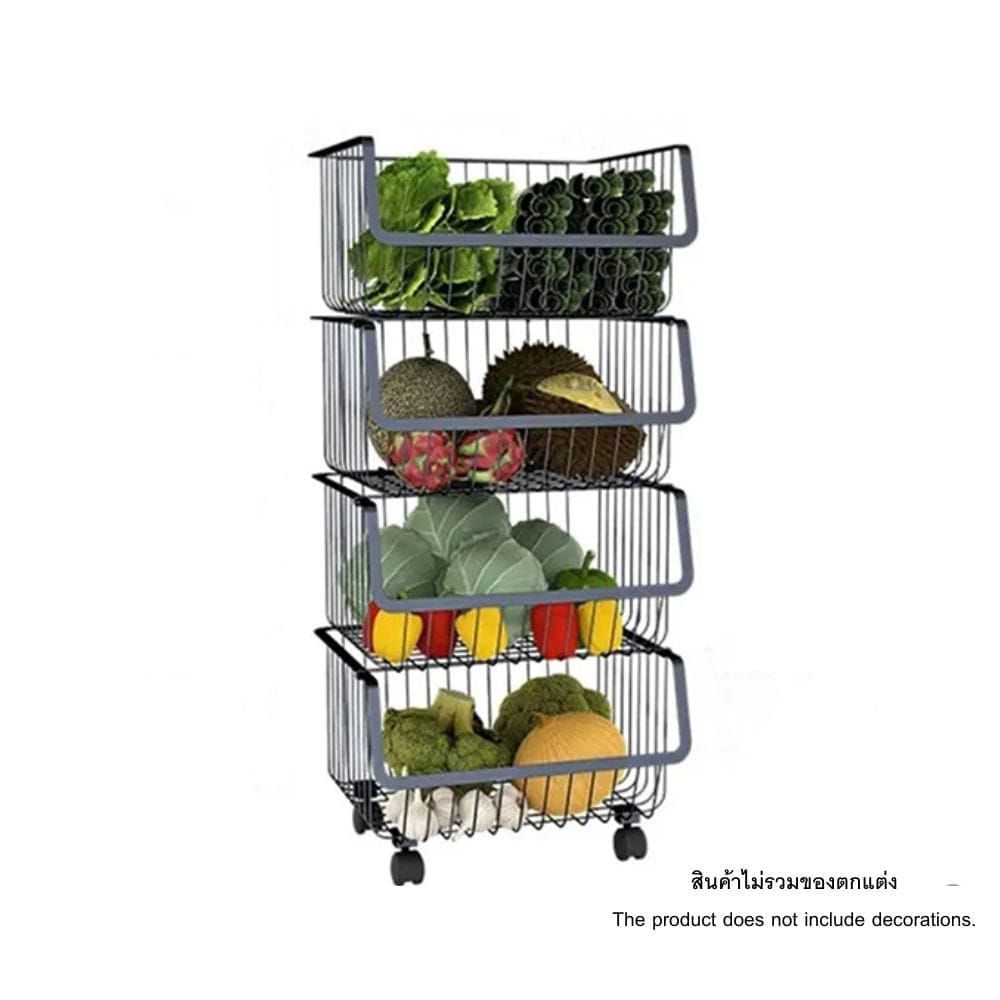 ชั้นวางของ 4 ชั้น มีล้อ PROMA-RACK001-04 ดำ
