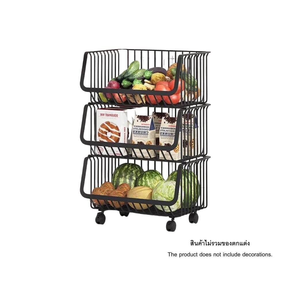ชั้นวางของ 3 ชั้น มีล้อ PROMA-RACK001-03 ดำ_0