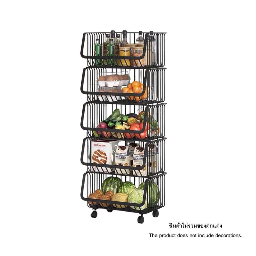 ชั้นวางของ 5 ชั้น มีล้อ PROMA-RACK001-05 ดำ_0