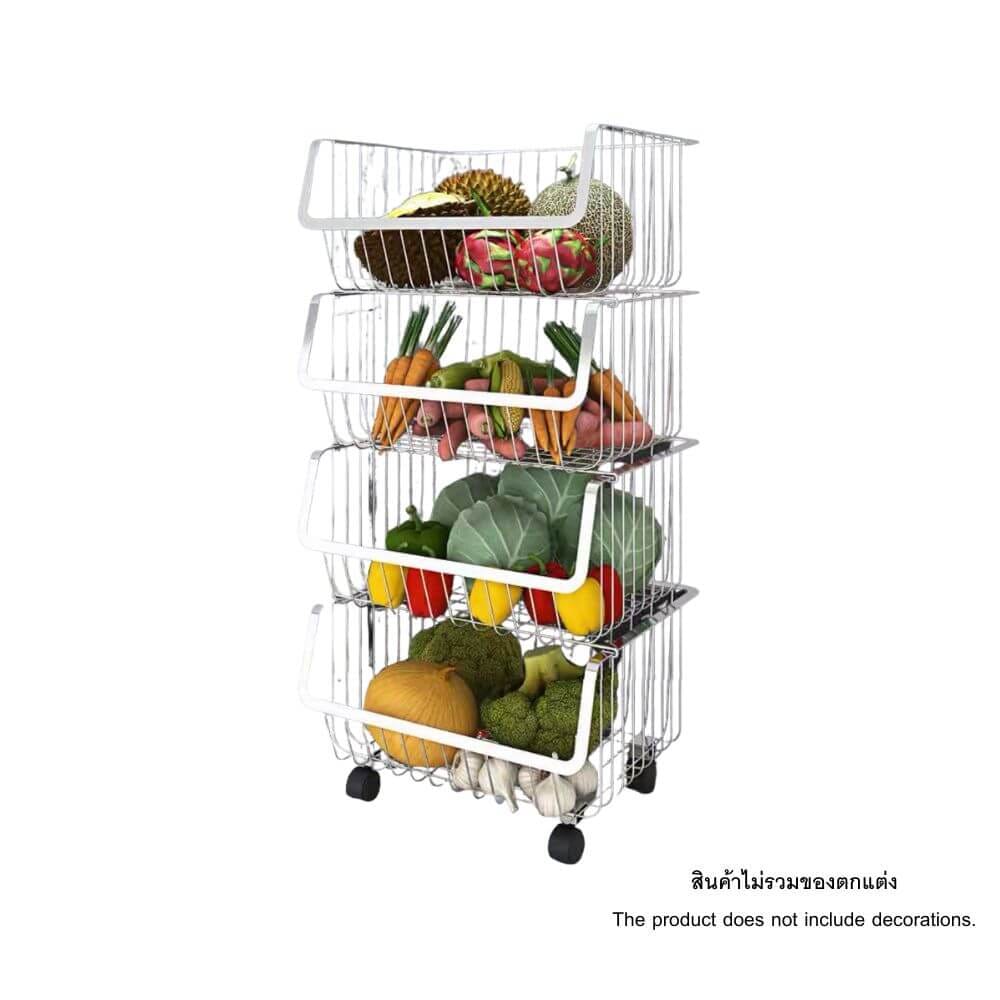 [PRE-ORDER] ชั้นวางของ 4 ชั้น วัสดุสแตนเลส304 มีล้อ PROMA-RACK001-04-S304