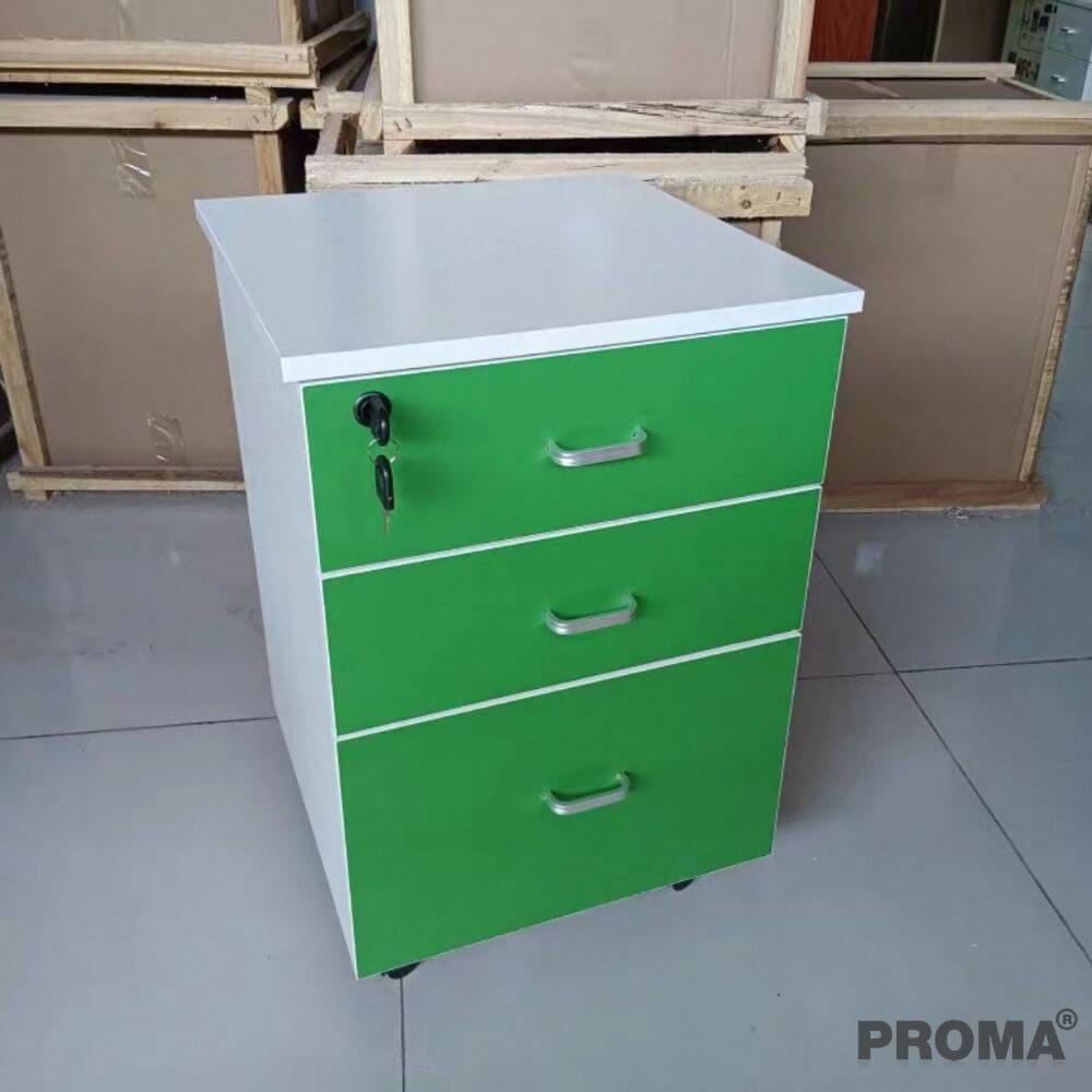 [PRE-ORDER] ตู้ลิ้นชัก 3 ชั้น PROMA-OF07-01 40CM สีขาว/เขียว_1